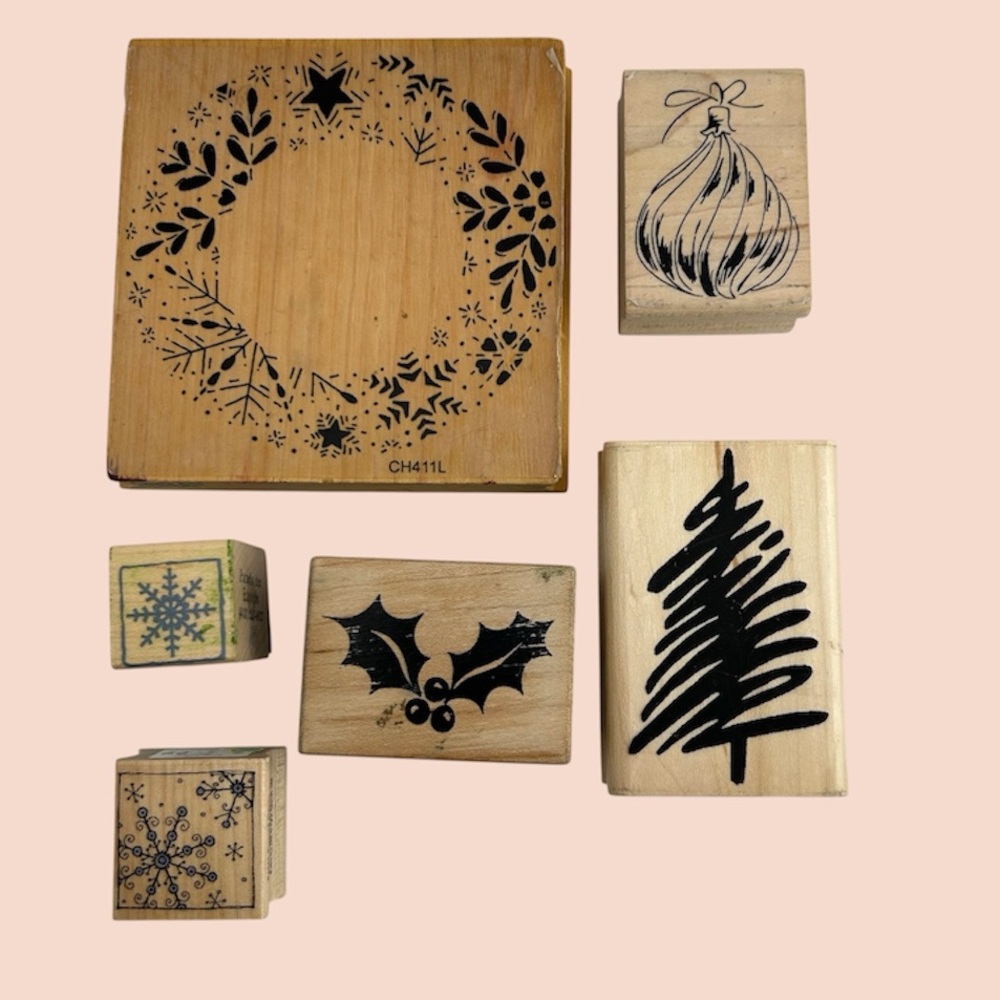 Lot of 6 Wood Mounted Stamps